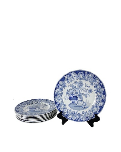 Set of 8 Blue Pomeroy Salad Plates, Blue/White