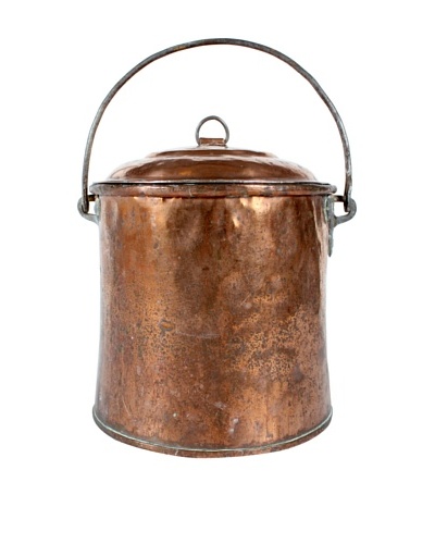 Belgium Copper Pot with Lid, Metallic