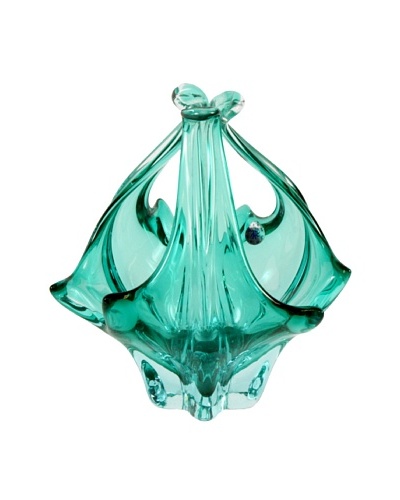 Murano Glass Dish, Turquoise/Clear