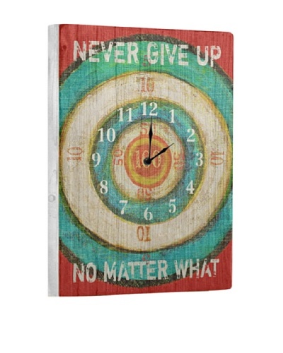 Never Give Up Reclaimed Wood Clock, Red