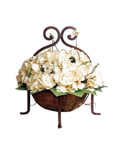 Hydrangea Magnolia Leaf Basket [Crème, Green]