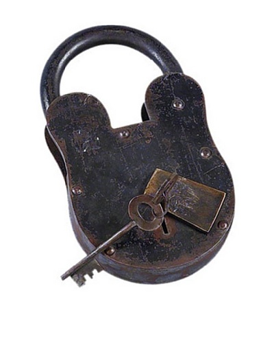 Antique-Inspired Metal Padlock and Key