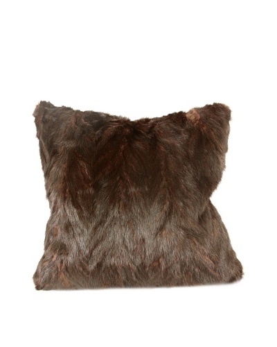 Upcycled Mink Pillow, Brown, 18″ x 18″