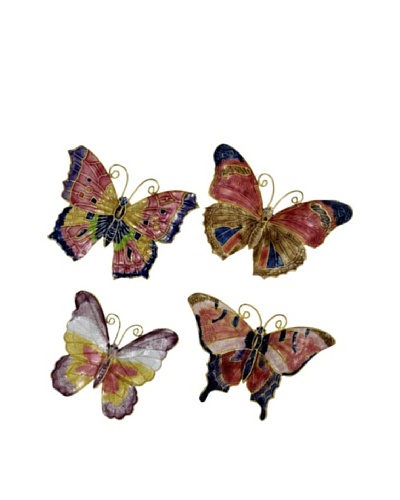 Set of 4 Rust Butterfly Ornaments
