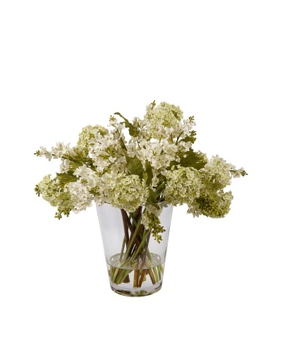 Lilacs in Glass Vase, White