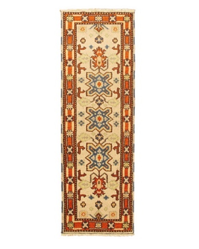 Hand-knotted Royal Kazak Traditional Runner Wool Rug, Cream, 2' 2 x 6' 7 Runner