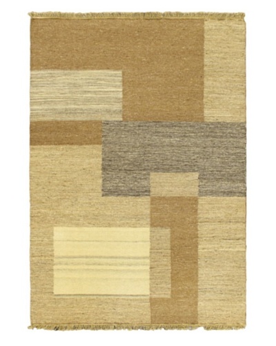 Handwoven Natural Modern Flatweave Rug, Beige, 4' 5 x 6' 5