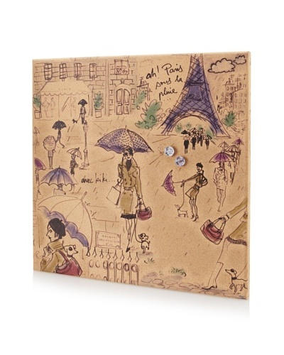 Izak Paris sous La Pluie Giclee on Cork Board