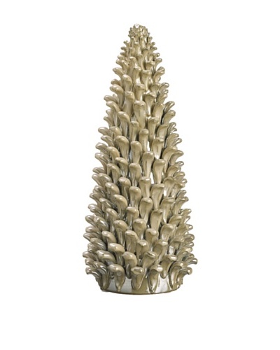 14 Pine Cone Ceramic Tree, Ivory/Gold