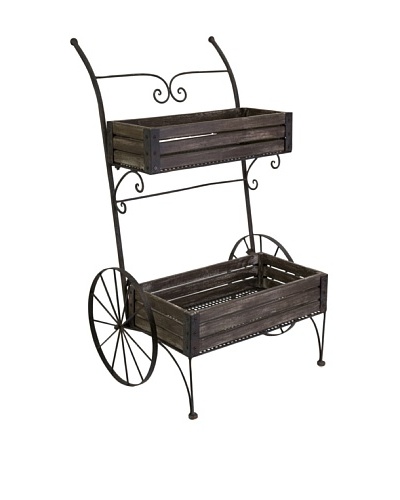 Fairbanks Wood Planter Cart on Wheels