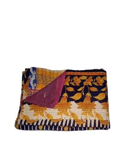 Vintage Pushpa Kantha Throw, Multi, 60 x 90