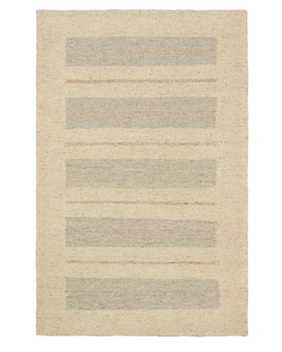 Hand Woven Natural Plush Wool Flatweave Kilim, Cream, 4' x 6'