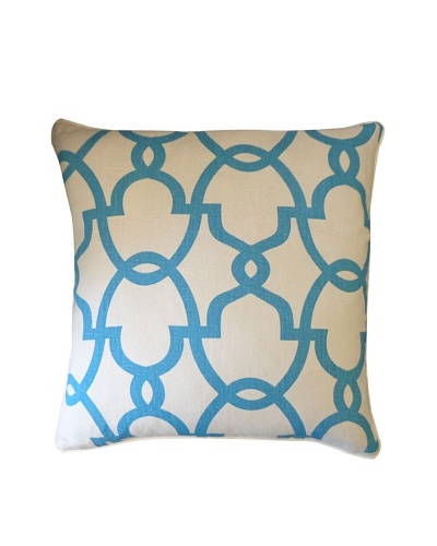 Dean Throw Pillow, Cream/Turquoise