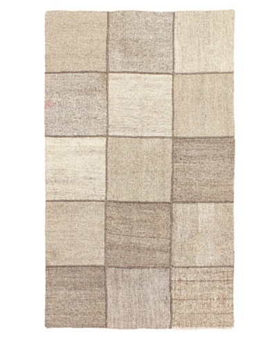 Hand Woven Moldovia Mod Patch Flatweave Kilim, Cream, 3' 10 x 6' 6