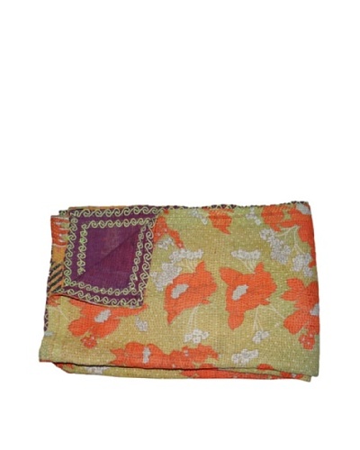 Large Vintage Aakaanksha Kantha Throw, Multi, 60 x 90