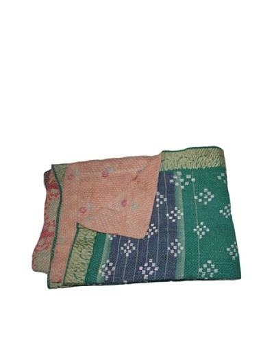 Large Vintage Pushpa Kantha Throw, Multi, 60″ x 90″