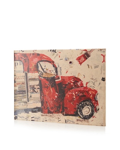 Suzy Pal Red Truck Giclee on Cork Board