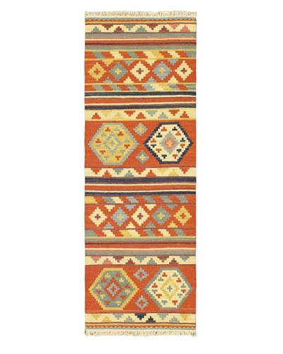 Hand Woven Izmir Wool Kilim, Dark Copper, 2' 4 x 6' 5 Runner