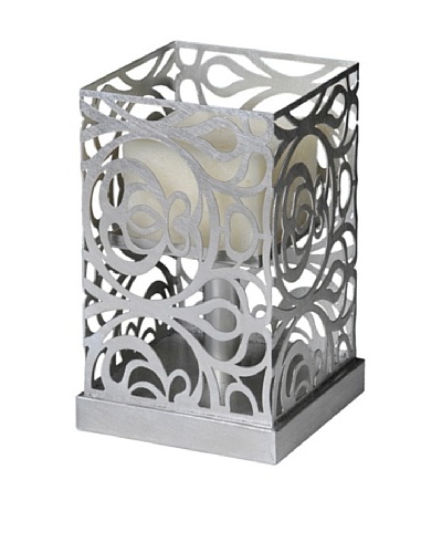 Caged Candle Holder, Silver Leaf