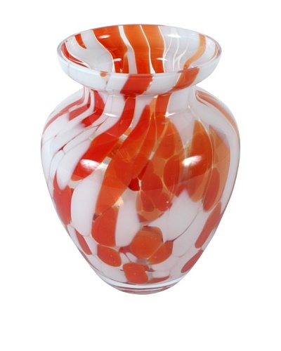 Vintage Skruf Mid-Century Glass Vase, White/Orange