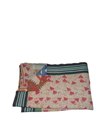 Large Vintage Gowri Kantha Throw, Multi, 60 x 90