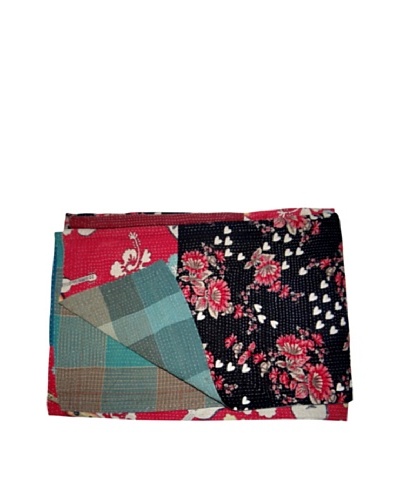 Large Vintage Lavanya Kantha Throw, Multi, 60 x 90