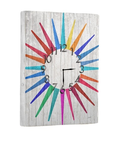 Multi Color Sun Reclaimed Wood Clock