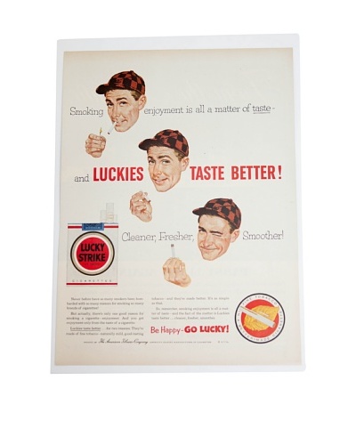 Vintage Circa 1950 Lucky Strike Cigarettes Ad