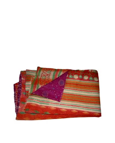 Large Vintage Karishma Kantha Throw, Multi, 60 x 90