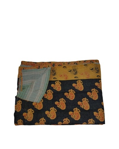 Vintage Pushpa Kantha Throw, Multi, 60 x 90