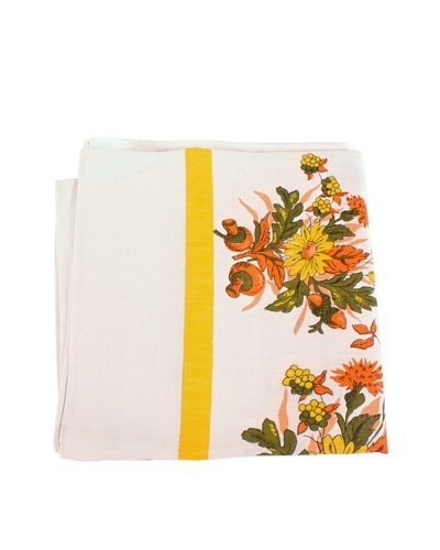 Mushroom & Floral Tablecloth, Cream/Yellow/Orange/Green