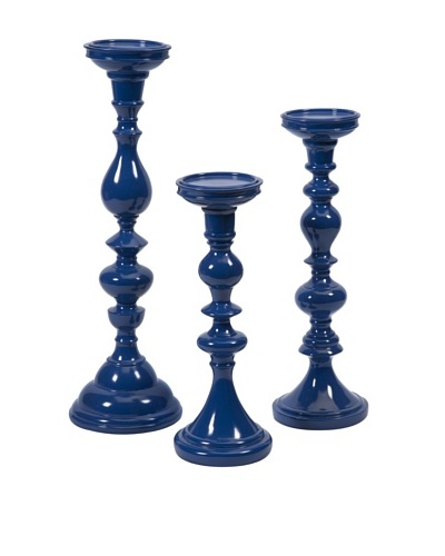 Set of 3 Essentials Marine Blue Stone Candleholders