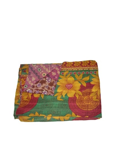 Vintage Navneet Kantha Throw, Multi, 60 x 90