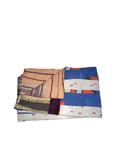 Large Vintage Karishma Kantha Throw, Multi, 60 x 90