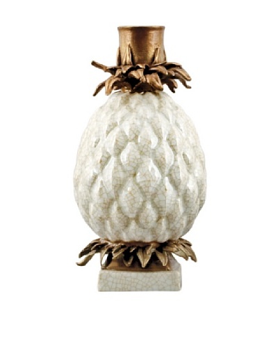 Porcelain and Bronze Pineapple CandleholderAs You See