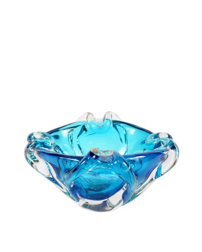 Murano Blue Glass Dish, Blue/Clear