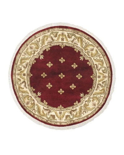 Hand-Knotted Karma Wool Rug, Dark Red, 5' 8 Round