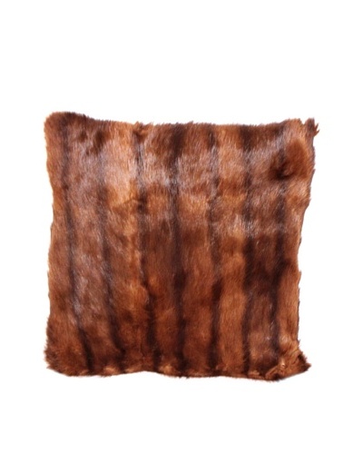 Upcycled Mink Pillow, Tan/Black/Brown, 18″ x 18″