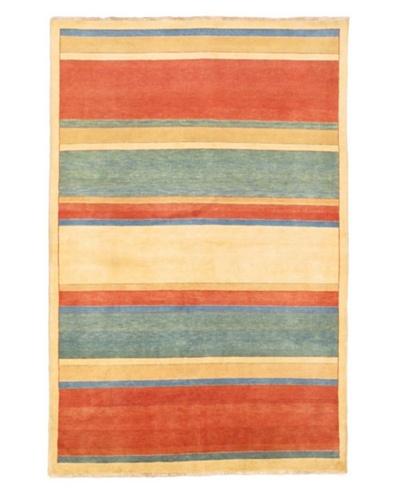 Hand-Knotted Gabbeh Modern Rug, Cream, 5' 1 x 7' 8
