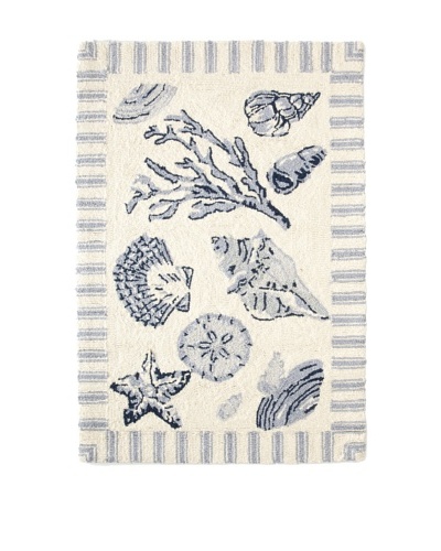 Oceana Hooked Rug, Off-White/Blue, 2' x 3'