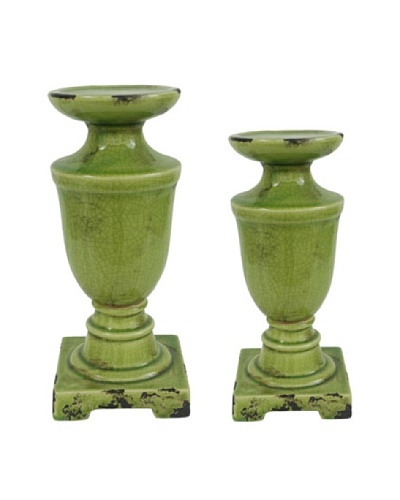 Rustic Glazed Candleholder Set