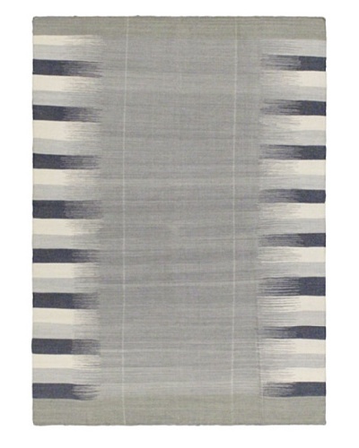 Hand Woven Ankara Flatweave Kilim, Grey, 4' 7 x 6' 7