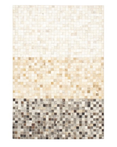 Handmade Cowhide Patchwork Rug, Cream/Khaki, 4' 1 x 5' 11