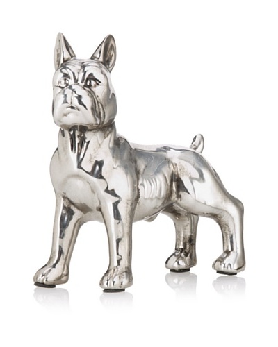 Electroplated French Bulldog, Antique Silver