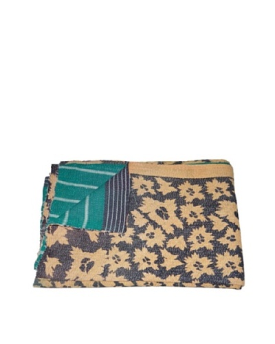 Large Vintage Kanti Kantha Throw, Multi, 60″ x 90″