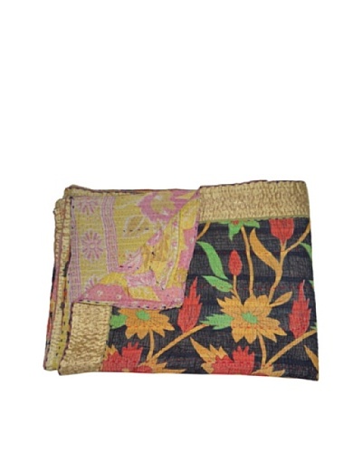 Vintage Pushpa Kantha Throw, Multi, 60″ x 90″