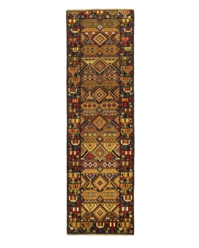 Hand-knotted Rizbaft Traditional Runner Wool Rug, Navy, 2' 1 x 9' 8 Runner
