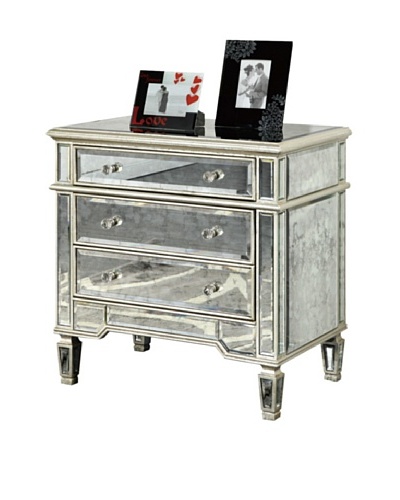 Florentine 3-Drawer Cabinet, Silver Leaf/Antique Mirror