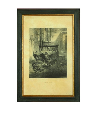 Poulet et Cog Framed Reproduction Lithograph