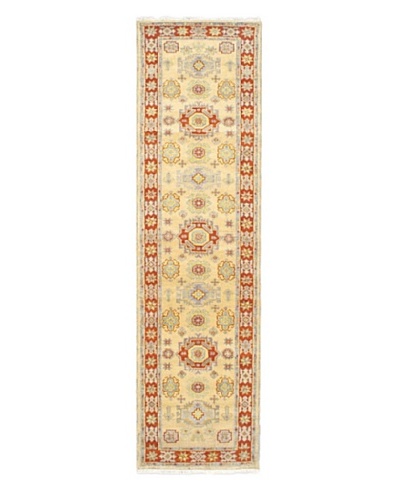 Hand-Knotted Royal Kazak Wool Rug, Dark Orange/Khaki, 2' 9 x 10' Runner